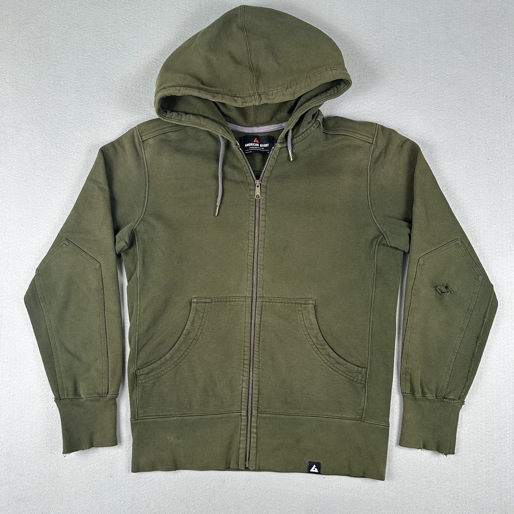 American Giant Hoodie Men's Medium Green Full Zip Heavyweight Workwear